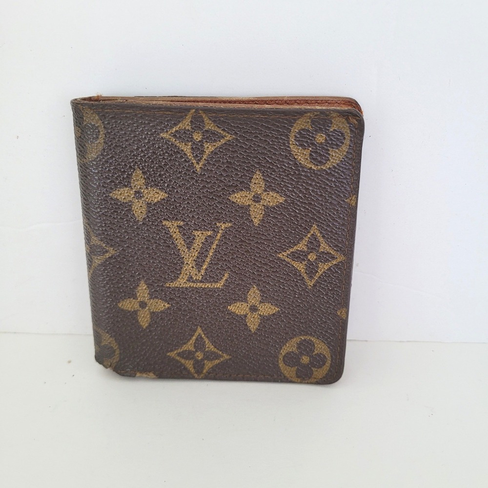 Louis Vuitton Monogram Bifold Wallet Brown Canvas ID Window M61660 Vintage